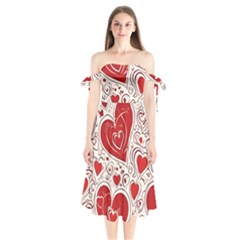 Be My Valentine Shoulder Tie Bardot Midi Dress