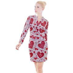 Be My Valentine Button Long Sleeve Dress