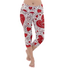 Be My Valentine Lightweight Velour Capri Yoga Leggings by pollyparadiseartshop