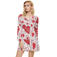 Be My Valentine Tiered Long Sleeve Mini Dress