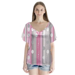 Candy V-neck Flutter Sleeve Top