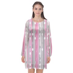 Candy Long Sleeve Chiffon Shift Dress 