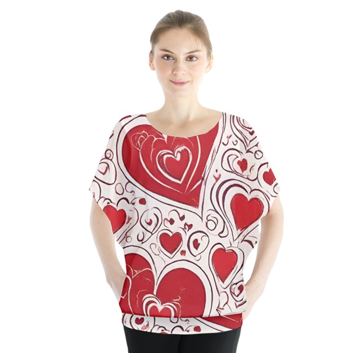 Be My Valentine Batwing Chiffon Blouse