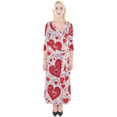 Be My Valentine Quarter Sleeve Wrap Maxi Dress