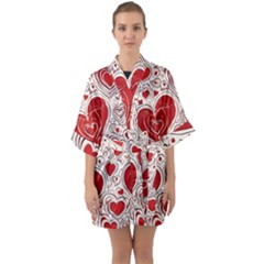 Be My Valentine Half Sleeve Satin Kimono 