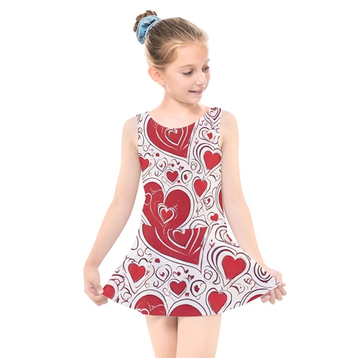 Be My Valentine Kids  Skater Dress Swimsuit