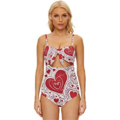 Be My Valentine Knot Front One-piece Swimsuit by pollyparadiseartshop