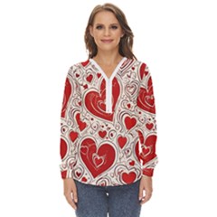 Be My Valentine Zip Up Long Sleeve Blouse