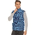 zebra 3 in shades of blue Men s High Neck Button Up Puffer Vest View2