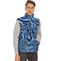 zebra 3 in shades of blue Men s High Neck Button Up Puffer Vest View3