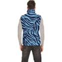 zebra 3 in shades of blue Men s High Neck Button Up Puffer Vest View4