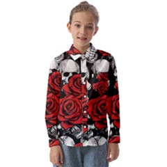 Roses And Skulls Kids  Long Sleeve Shirt