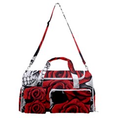 Roses And Skulls Sports Gym Duffle Bag With Shoe Compartment