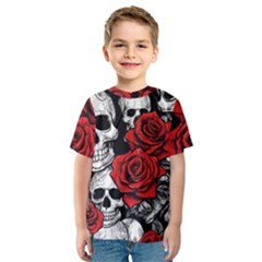 Roses And Skulls Kids  Sport Mesh T-shirt