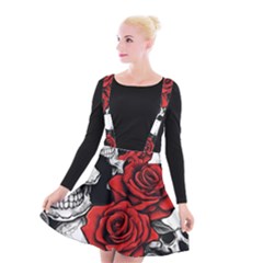 Roses And Skulls Suspender Skater Skirt