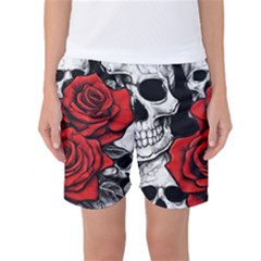 Roses And Skulls Women s Basketball Shorts