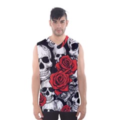 Roses And Skulls Men s Basketball Tank Top