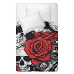 Roses And Skulls Duvet Cover Double Side (single Size)