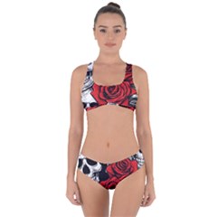 Roses And Skulls Criss Cross Bikini Set