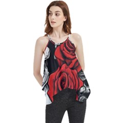 Roses And Skulls Flowy Camisole Tank Top