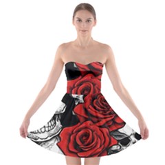 Roses And Skulls Strapless Bra Top Dress