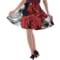 Roses and Skulls A-line Skater Skirt View2