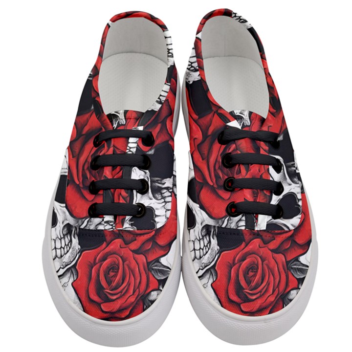 Roses and Skulls Women s Classic Low Top Sneakers