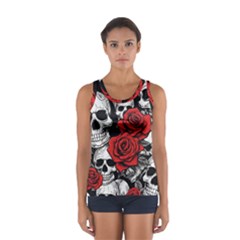 Roses And Skulls Sport Tank Top 