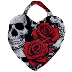 Roses And Skulls Giant Heart Shaped Tote