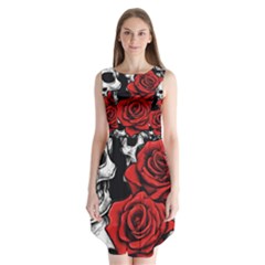 Roses And Skulls Sleeveless Chiffon Dress  