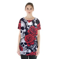 Roses And Skulls Skirt Hem Sports Top