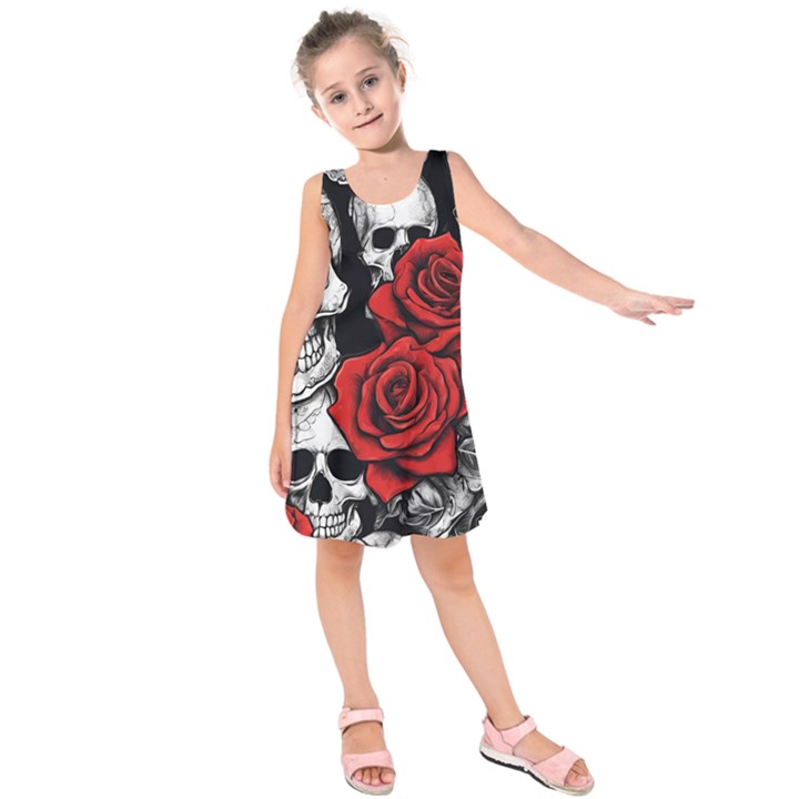 Roses and Skulls Kids  Sleeveless Dress