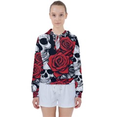 Roses And Skulls Women s Tie Up Sweat