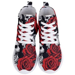 Roses And Skulls Women s Lightweight High Top Sneakers