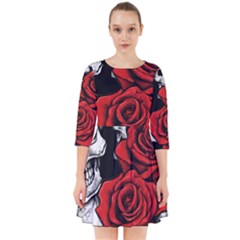 Roses And Skulls Smock Dress