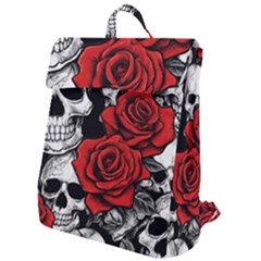 Roses And Skulls Flap Top Backpack