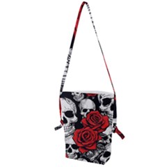 Roses And Skulls Folding Shoulder Bag