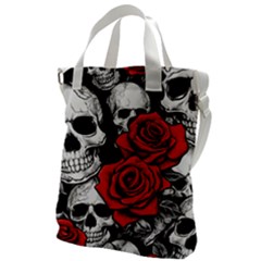 Roses And Skulls Canvas Messenger Bag