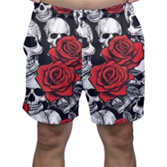 Roses And Skulls Men s Shorts by pollyparadiseartshop