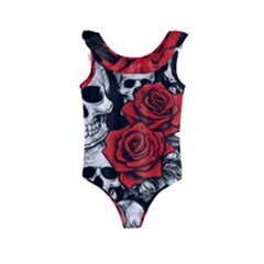 Roses And Skulls Kids  Frill Swimsuit