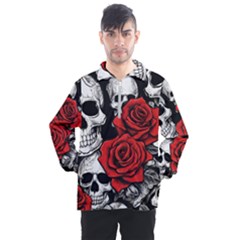 Roses And Skulls Men s Half Zip Pullover