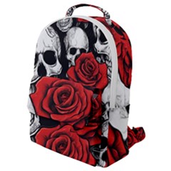 Roses And Skulls Flap Pocket Backpack (small)