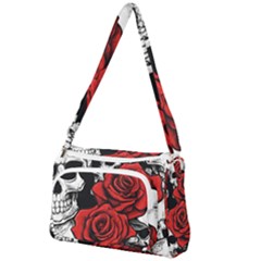 Roses And Skulls Front Pocket Crossbody Bag