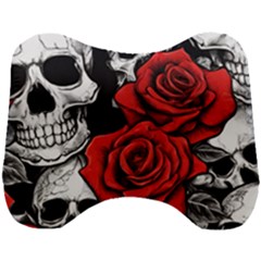 Roses And Skulls Head Support Cushion