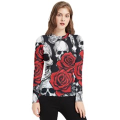 Roses And Skulls Women s Long Sleeve Rash Guard