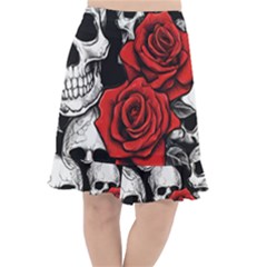 Roses And Skulls Fishtail Chiffon Skirt