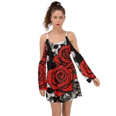 Roses And Skulls Boho Dress