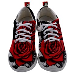 Roses And Skulls Mens Athletic Shoes by pollyparadiseartshop