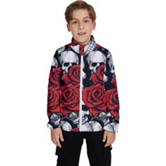 Roses And Skulls Kids  High Neck Windbreaker