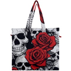 Roses And Skulls Canvas Travel Bag